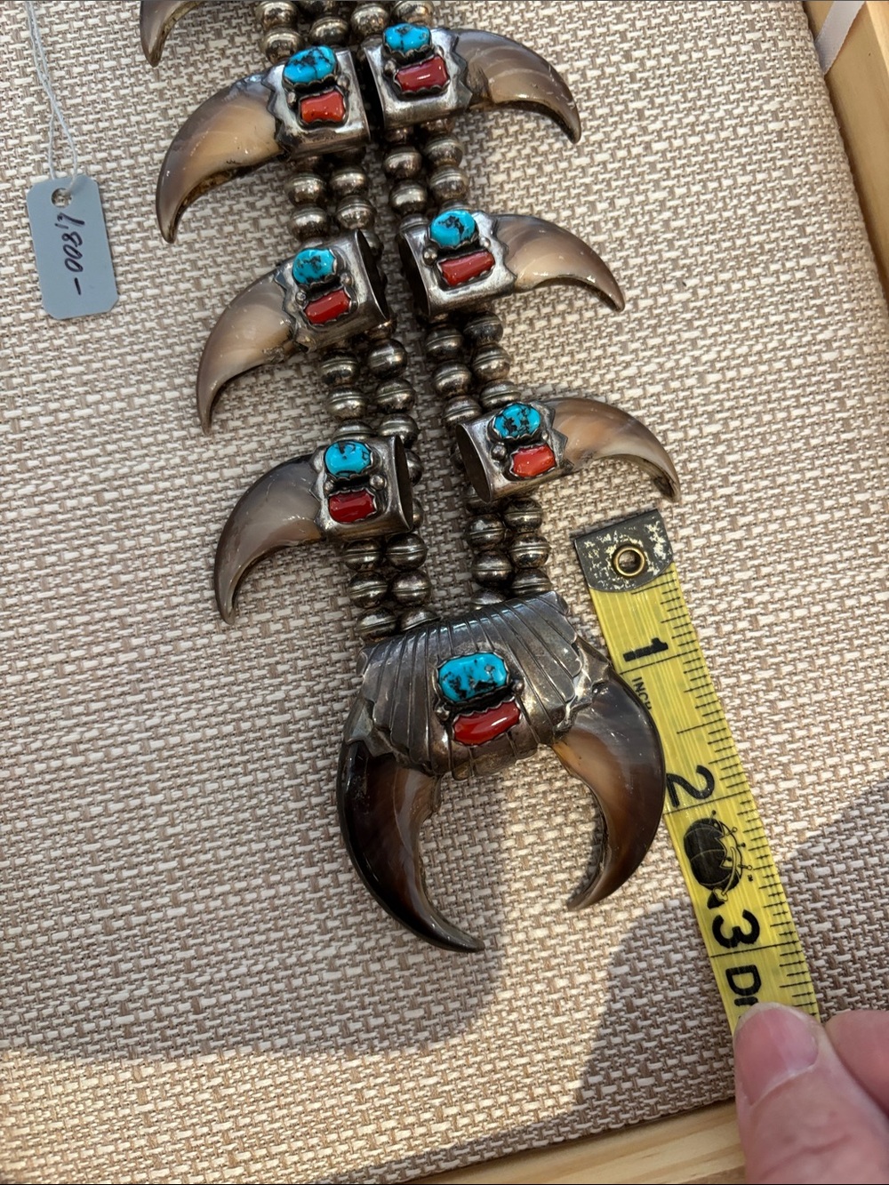 Vintage bear, claw, Navajo squash, blossom necklace - Picture 5 of 5